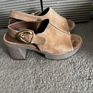 Aerosoles Sandals Sz 6.5 Zella Suede Leather Buckle Western Summer Sophisticated